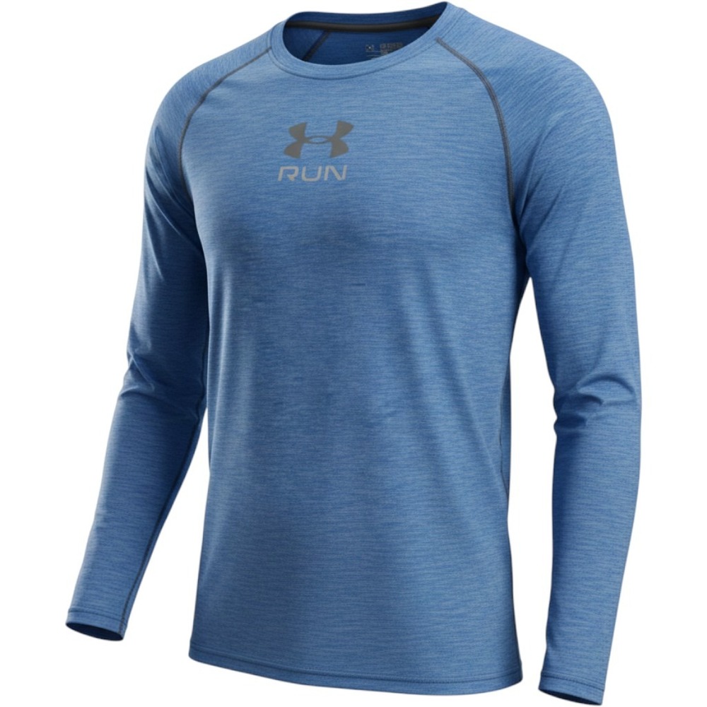 Under Armour HeatGear Run Long Sleeve Shirt Men's 2XL Blue Heathered 1266020 406